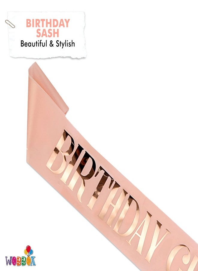 WOBBOX Birthday Girl Sash, Happy Birthday Sash For Girls, Birthday Sash For Kids, its my birthday Sash, Birthday Decoration, Rose Gold Glitter Birthday Girl (1 Pcs) (FP3580) - Image 2